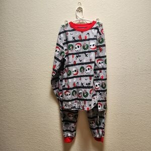 Jack Skellington Boy's Girl's Christmas Print Soft Pajama Set with Santa Hat